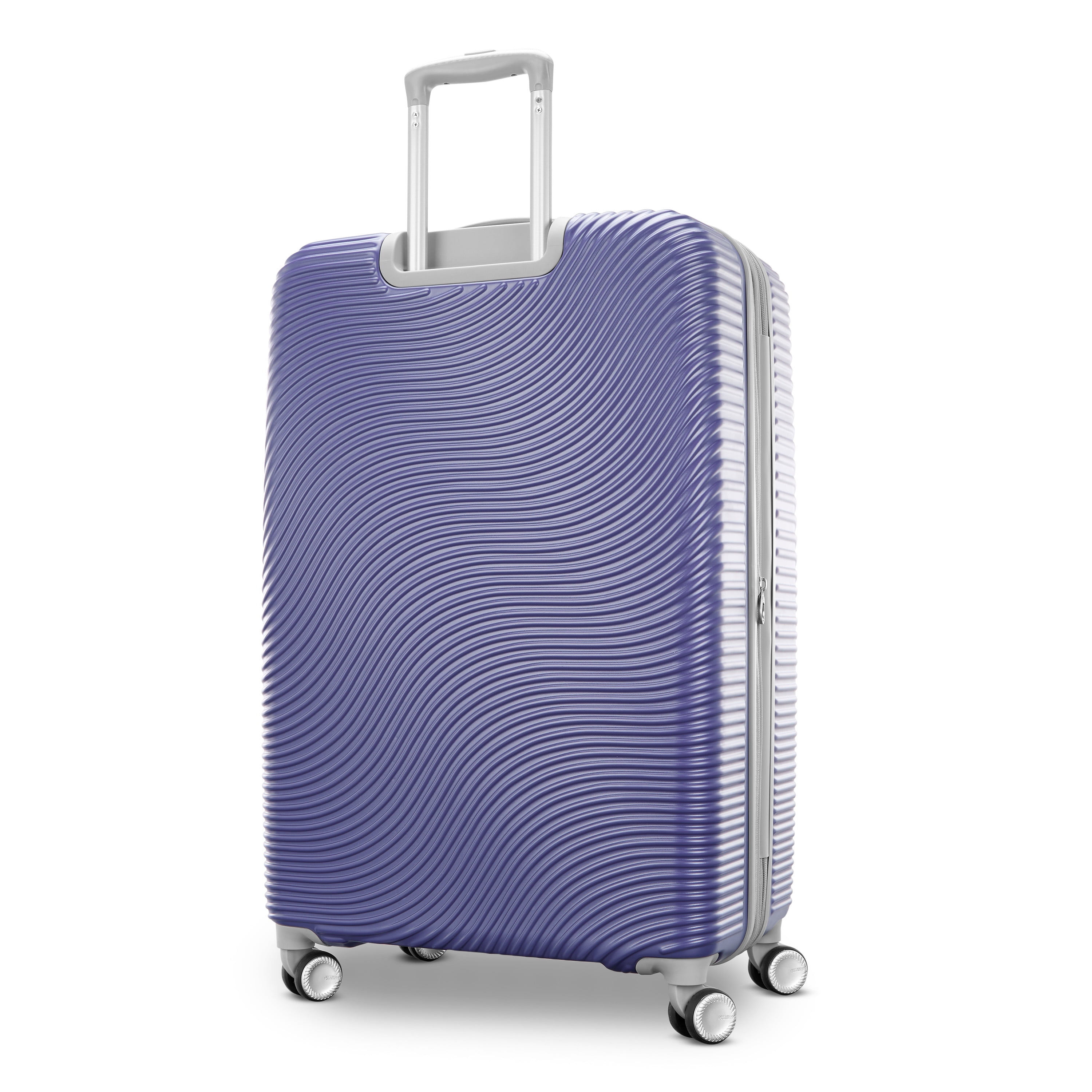 American Tourister Color Waves Large Checked Expandable Luggage Suitcase with Spinner Wheels, Dusk Purple