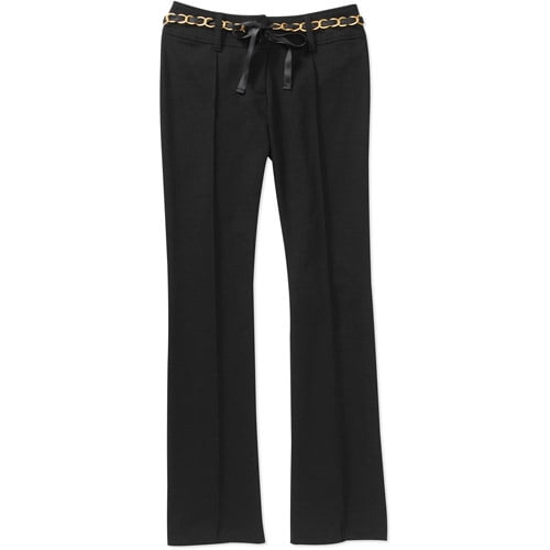 Miss Tina Women's Bootleg Trouser Pants with Removable Chain Belt ...