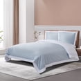 thumbnail image 3 of THE COTTON & SILK 100% Luxury Long-staple Cotton Duvet Cover Set (1 Duvet Cover, with Corner Ties and Hidden Zipper Closure, 2 pillow shams), Queen Size, Misty Blue + White, 3 of 5