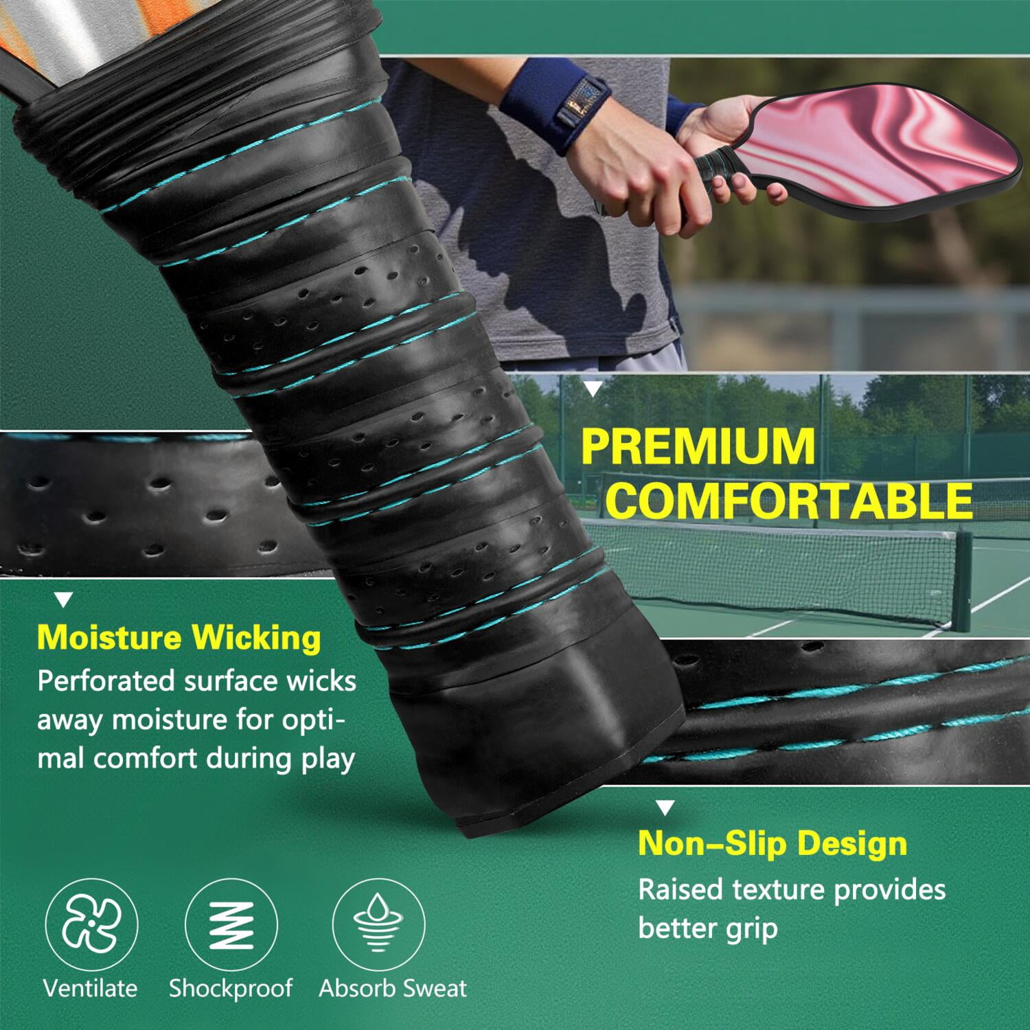 Pickleball Paddles Set Of 2, Fiberglass Surface, Fluid Smoke Aurora Art Style, 4 Balls & Bag