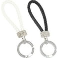 thumbnail image 1 of 2 llaveros de cuero con brillantes para coche, universales, con diamantes de imitación para mujer (negro y blanco)., 1 of 6