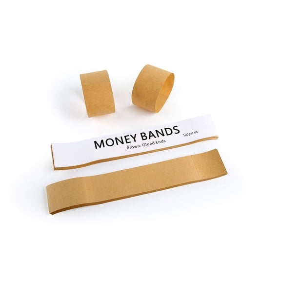 L LIKED Natural Kraft Brown Currency Straps Bill Wrappers with Self Adhesive (120 PCS)