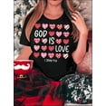 thumbnail image 1 of Women's Inspirational Love Graphic T-Shirt - White with Pink Hearts and Mushrooms, Comfortable Polyester Blend, Casual Round Neck Short Sleeve, Perfect for Casual Attire, 1 of 6