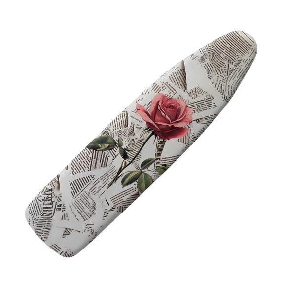 HELLHERO Durable Ironing Board Covers Elastic Edge Soft Hook and Loop Fastener Polyester Fiber Fabric 15x54 Inch, Rose Newspaper Pattern