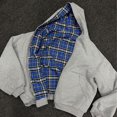 thumbnail image 5 of IWRICH Mens and Womens 20s Reversible Hoodies Plaid Preppy Hoodie Streetwear Vintage Zipper Hooded Sweatshirt XXL, 5 of 9