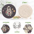thumbnail image 4 of Yayeee 6 PCS Drink Coasters with Holder Set Woven Absorbent Round Tabletop Hot Pad, Pink Astronaut Planet, 4 of 7