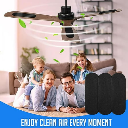 

Ceiling Fan Filters Activated Coconut Shell Carbon Filter Easy-Stick Universal Ceiling Fan Air Filters Unscented Ceiling Fan Blade Filters for Common Household Contaminants (3-Count) (Black)