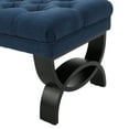 thumbnail image 6 of GDF Studio Jaymee Contemporary Tufted Ottoman Bench, Navy Blue Fabric and Dark Brown, 6 of 8