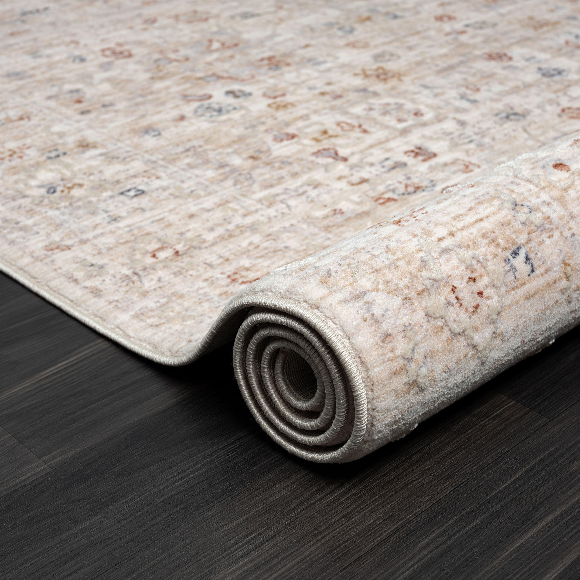 LR Home Mia 4' X 6' Gray/Rust Bordered Premium Ultra-Soft Indoor Area Rug