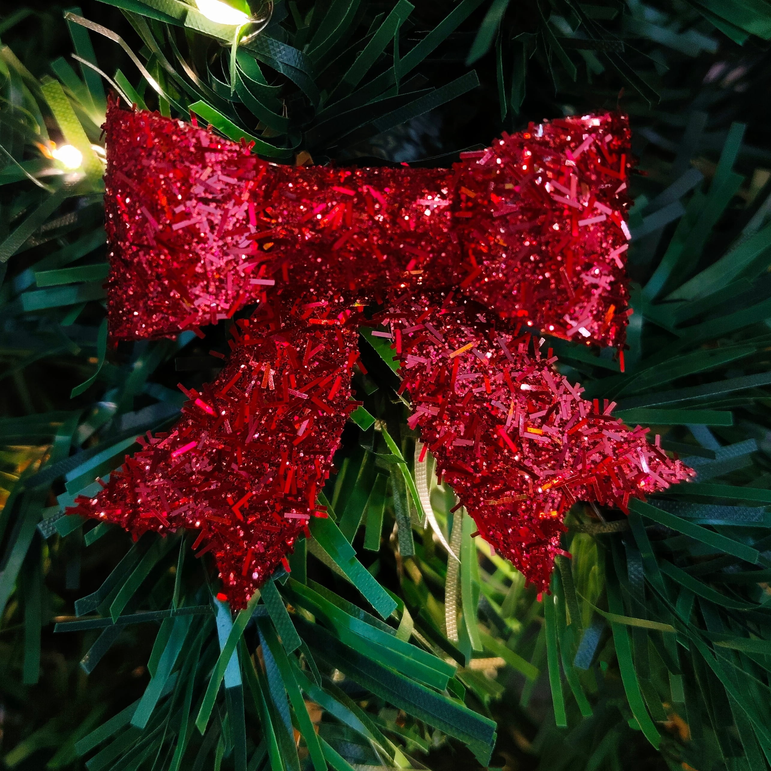 4-Count Red and Green Tinsel Bow Mini Christmas Ornaments, 2", by Holiday Time