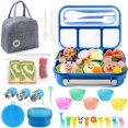 thumbnail image 1 of Kmbangi 27Pcs Bento Box Lunch Box Kit, Large 4-Compartment Lunch Container Lunch Bag Accessories, Leakproof Safe Meal Prep Container, 1 of 6
