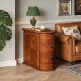 thumbnail image 2 of 2 Pack Slim End Table With 2 Drawers No Assembly Required Vintage Wood Sofa Side Table Closed Back Narrow Nightstand Accent Table For Living Room Bedroom (Brown), 2 of 8