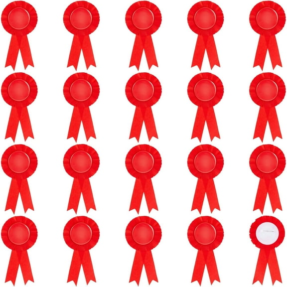 20pcs Award Ribbon Shape Tinplate Badge Pins Blank Button Pin Brooch for Party Accessory Red 160x75x9mm Pin: 0.6mm