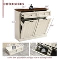 thumbnail image 7 of Haverchair Double Tilt Out Laundry Hamper Cabinet, Modern Farmhouse Trash Can Cabinet w/2 Drawers, Wooden 20 Gallon Hidden Garbage Cabinets with 2 Laundry Storage Baskets for Kitchen and Bathroom, 7 of 7