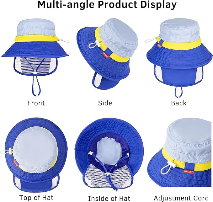 HECCEI Infant Sun Hat UPF 50+ Sun Protection Hat, 6-24 Months, Blue