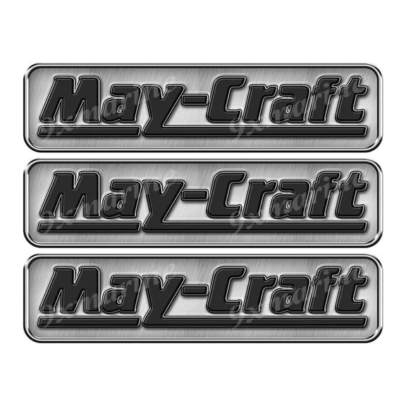 MayCraft Boat Remastered Stickers. Brushed Metal Style - 10" long