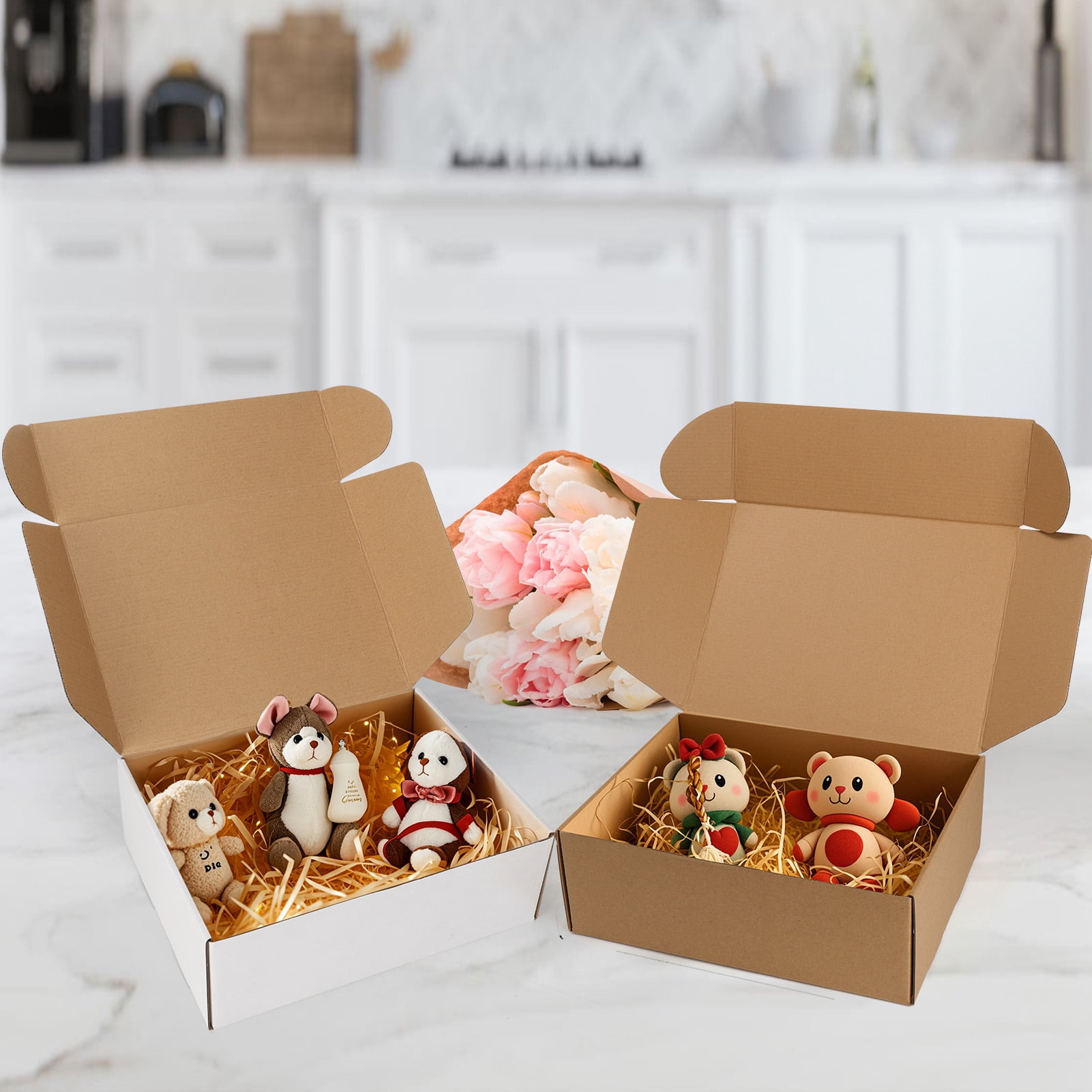 20 Pack 12x9x4 Shipping Boxes, 10 Pack White and 10 Pack Brown Corrugated Cardboard Box for Mailing, Packaging, Small Business