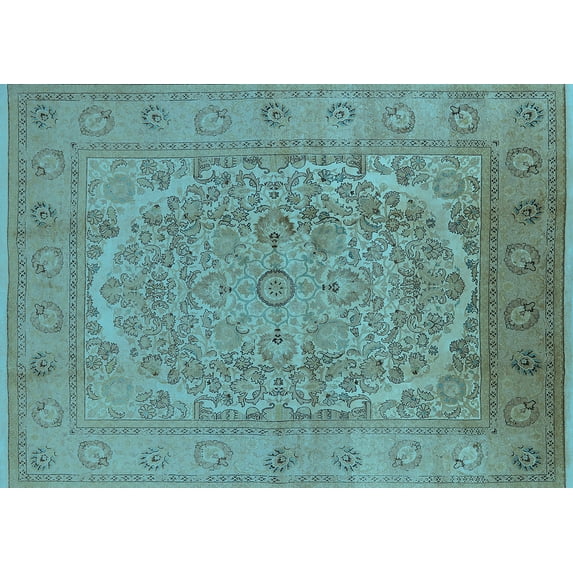 Ahgly Company Indoor Rectangle Oriental Light Blue Industrial Area Rugs, 8' x 12'