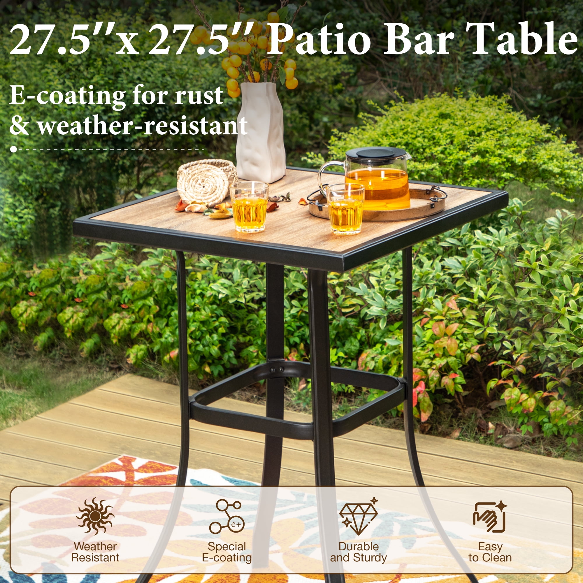 Summit Living 3-Piece Outdoor Swivel Bar Stool Bistro Set