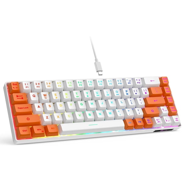 GEODMAER 65% Gaming Keyboard, Wired Backlit Mini Keyboard, Ultra-Compact Anti-Ghosting No-Conflict 68 Keys Membrane Gaming Wired Keyboard for PC Laptop Windows Gamer