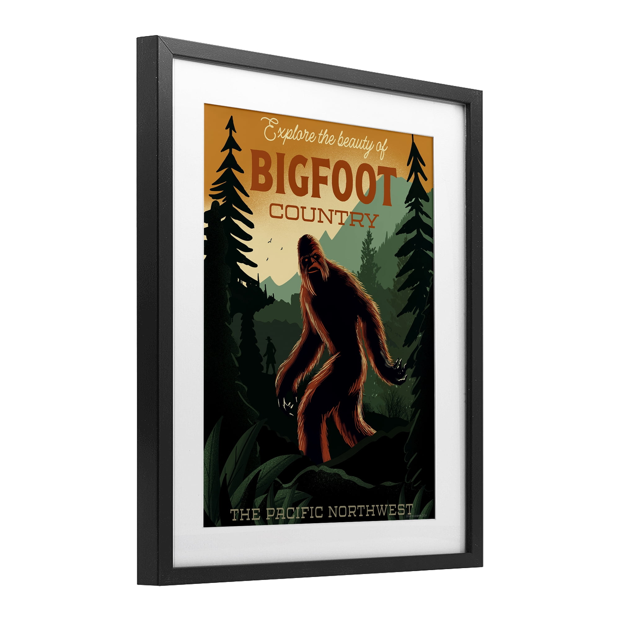 Stupell Industries Cryptid Tourism Wildlife Black Framed Print Under Glass, design by Omar Escalante