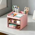 thumbnail image 6 of Cute Desk Organizer with 2 Drawers, Stationery Office Supplies, Makeup Brush Storage Organizer for Small Item Storage, Durable Desk Accessories Pens Pencils Scissors Organizer, 1Pc(Pink,6.3x4.7x4.5"), 6 of 9