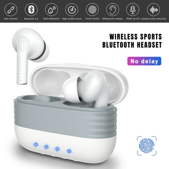 Wireless Earbuds Bluetooth 5.0 Wireless Headphones TWS Stereo Earphones IPX7 Waterproof with Charging Case in-Ear Built-in Mic Headset Immersive Sound Premium Deep Bass/White