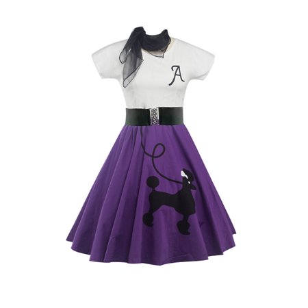 - Women Vintage Style Dress Poodle Print 50s 60s Swing Pinup Retro Casual Housewife Evening Cocktail Party Prom Ball Gown