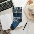 thumbnail image 6 of Pofeuu Indigo Patchwork Quilt Print Crew Socks, Adult Running Hiking Socks for Youth and Adult, 6 of 7