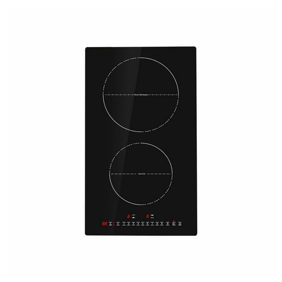 2 Burner Induction Cooktop - 12'' Electric Stove Top 3000W, Built-in Magnetic Cooktop, 9 Heat Levels, LED Touch Screen, Child Lock, Over-Temperature Protection