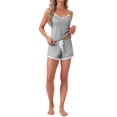 thumbnail image 2 of INSPIRE CHIC Women's Pajama Sets Sleepwear Lace Trim Tops with Shorts Spaghetti Strap Camisole Loungewear L Gray, 2 of 6