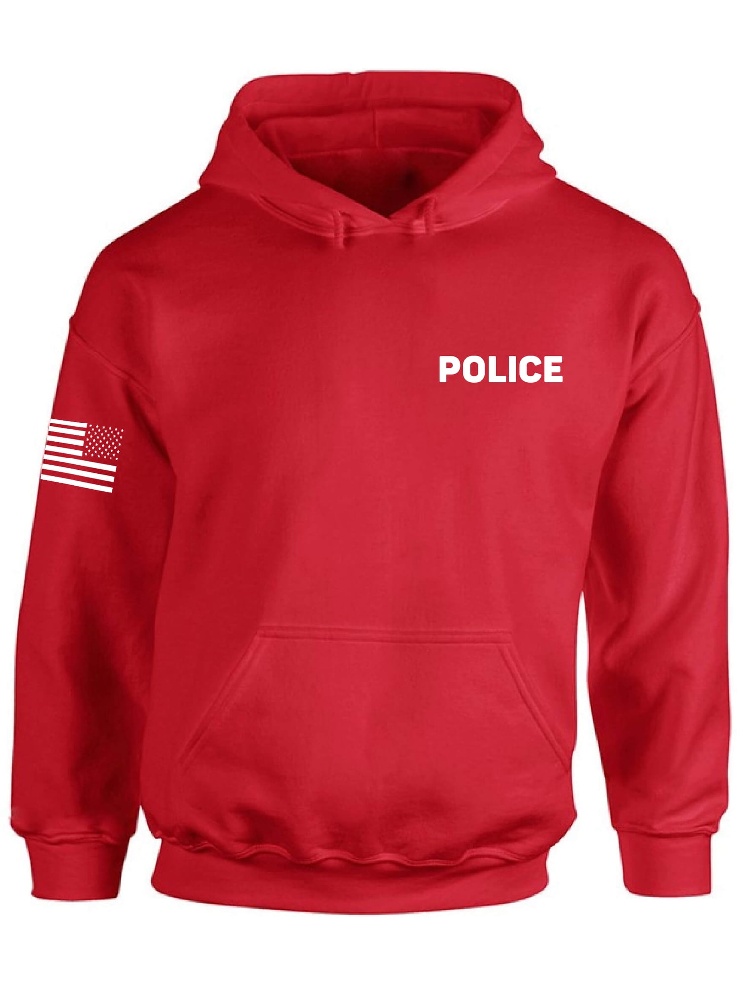 Awkward Styles Police Hooded Sweatshirt with Usa Flag on Sleeve Police