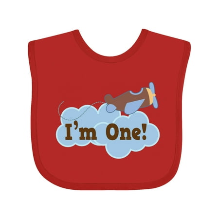 

Inktastic 1st Birthday Airplane I m One Gift Baby Boy Bib