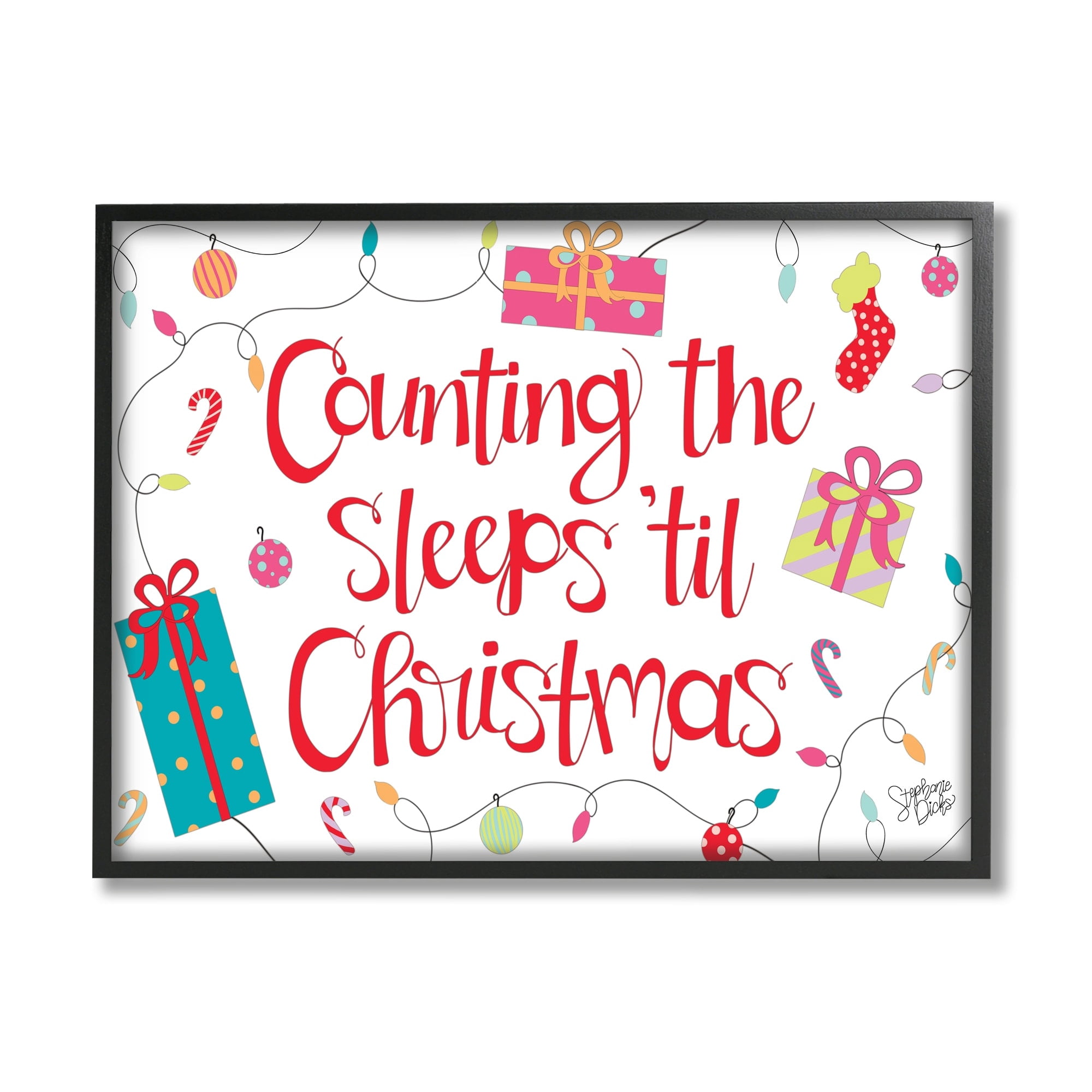 Stupell Industries Counting The Sleeps 'Til Christmas Holiday Painting White Framed Art Print Wall Art