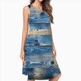 thumbnail image 2 of Blue Wood Plank Texture Spring Summer Dresses For Women Fashion Dress Casual Sleeveless Loose Sundress With Pockets, 2 of 4
