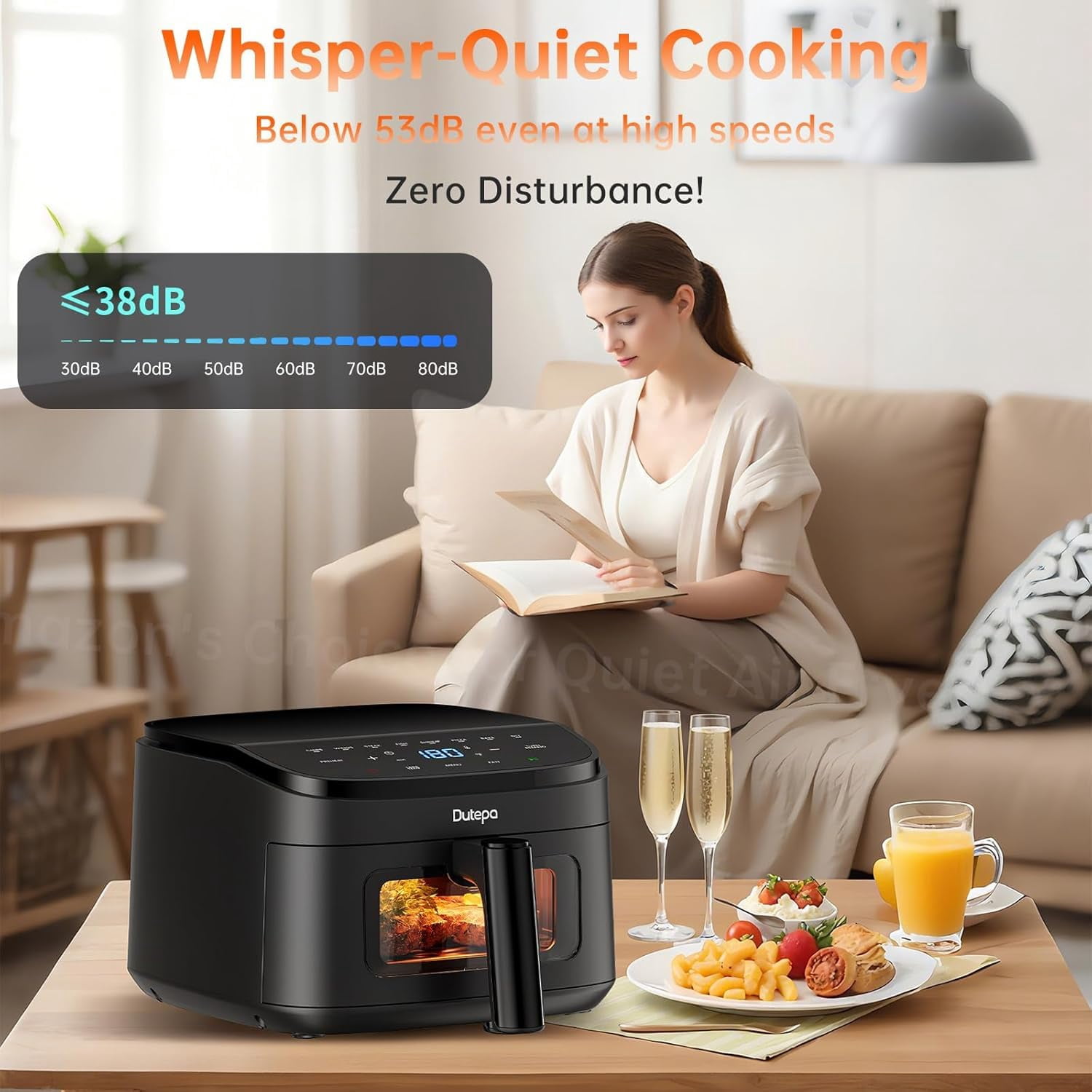 Air Fryer 8-in-1, 4.5Qt Compact Space-Saving with Motor for Fast Crispy Cooking and Healthy Meals