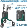 thumbnail image 3 of Andador de 3 ruedas HOMLAND para personas mayores, plegable, apto para FSA/HSA, con soporte para bastón y vaso, ligero y ajustable en altura., 3 of 5