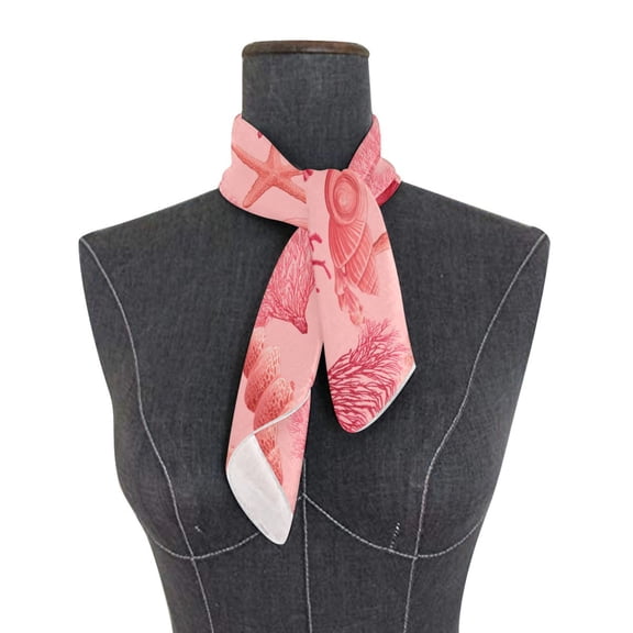 Square Scarf 24x24 Inch Monochrome Ocean Pattern Silky Satin Sun Protection Neck Scarf for Women Multi-Purpose Head Wrap Bandana for Hair Bag Decoration
