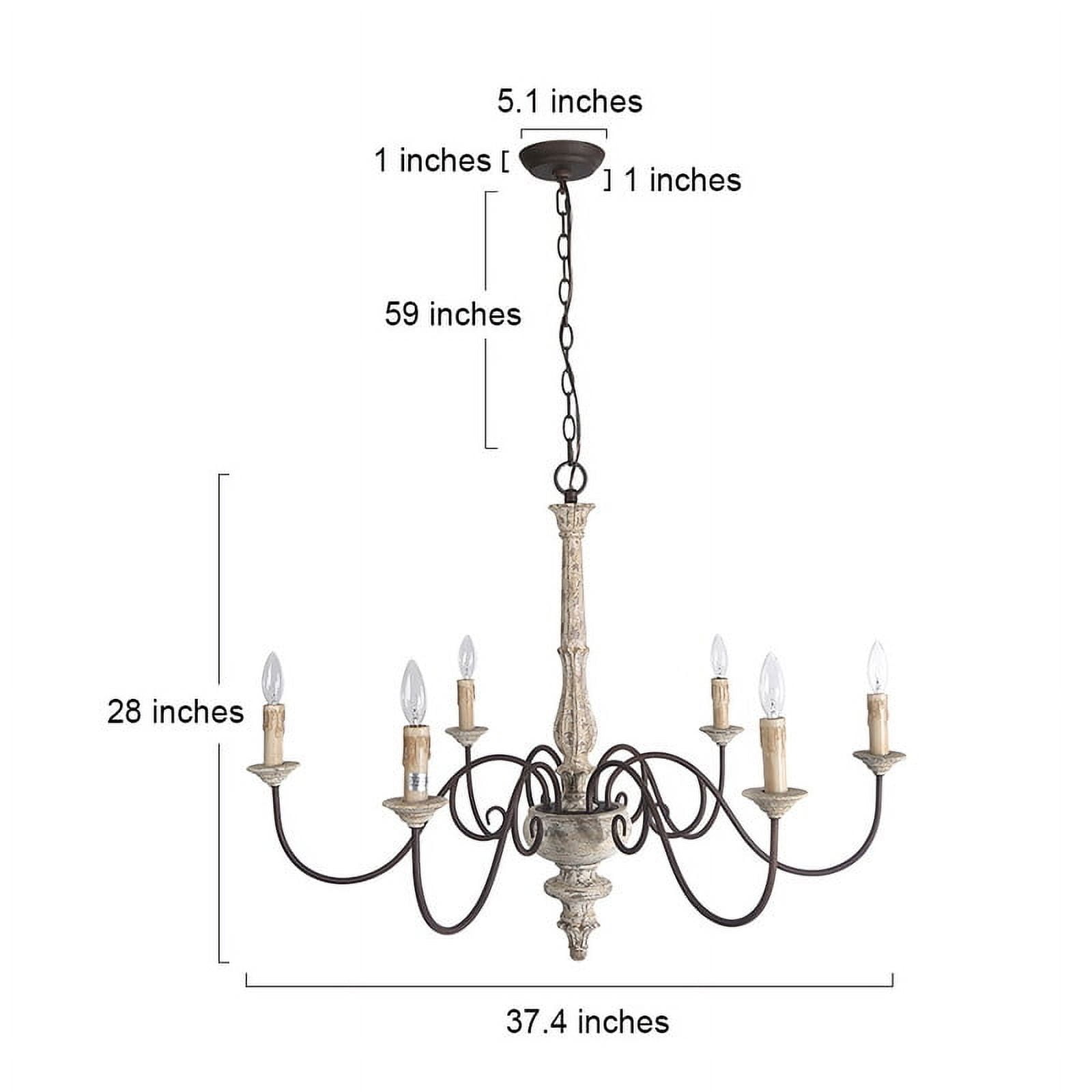 LNC 6-Light Bronze French Country Wood Chandelier Lighting Fixtures for Dining Room, Off-White