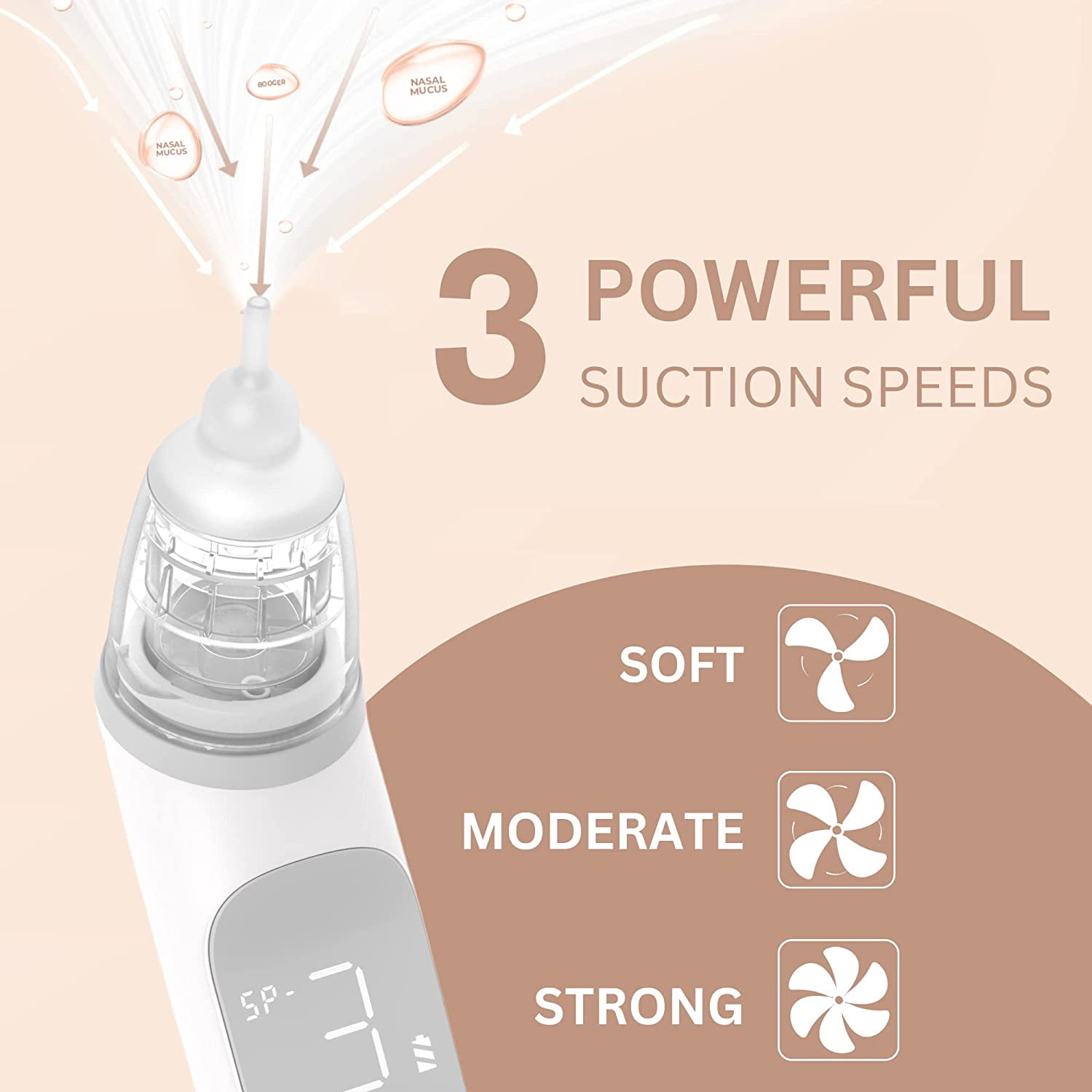 Kiddieware Electric Baby Nasal Aspirator - 3 Suction Levels, Music and Colorful Lights - 0-12yr