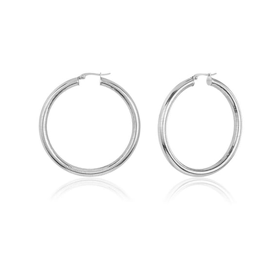 ELYA Jewelry Women's Large Textured Hoop Stainless Steel Earrings