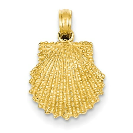 14k Yellow Gold Textured Scallop Shell Pendant