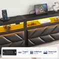 thumbnail image 2 of Greenstell Twin LED Bed Frame with Headboard Storage - Charging Station,Black, 2 of 9