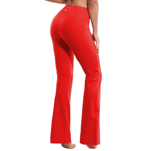 BUBBLELIME 2931333537 4 Styles Womens High Waist Bootcut Yoga Pants - Basic  Nylon_Scarlet XL-31 Inseam 