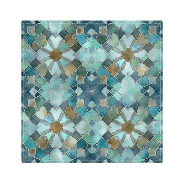 1 Pack 20'' x20" Satin Table Napkins Dinner Napkins for wedding Party Decoration events Intricate Blue Block Pattern