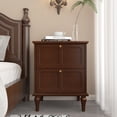 thumbnail image 6 of CBJCBJ 21" Mid-Century Nightstands Set of 2, Featuring Two Storage Drawers with Metal Handles, Brown, 6 of 9