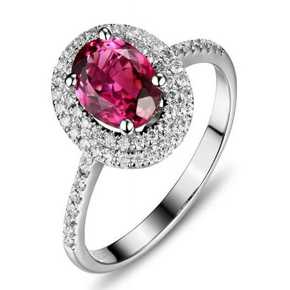 2.00 Carat Ruby and Diamond double Halo classic Engagement Ring for Women