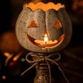 thumbnail image 4 of RPKPR Rustic White Pumpkin Tealight Candle Holder, Farmhouse Halloween Pumpkin Tea Light Holder, Fall Table Centerpiece Decor for Halloween & Thanksgiving Party (5.7in), 4 of 6