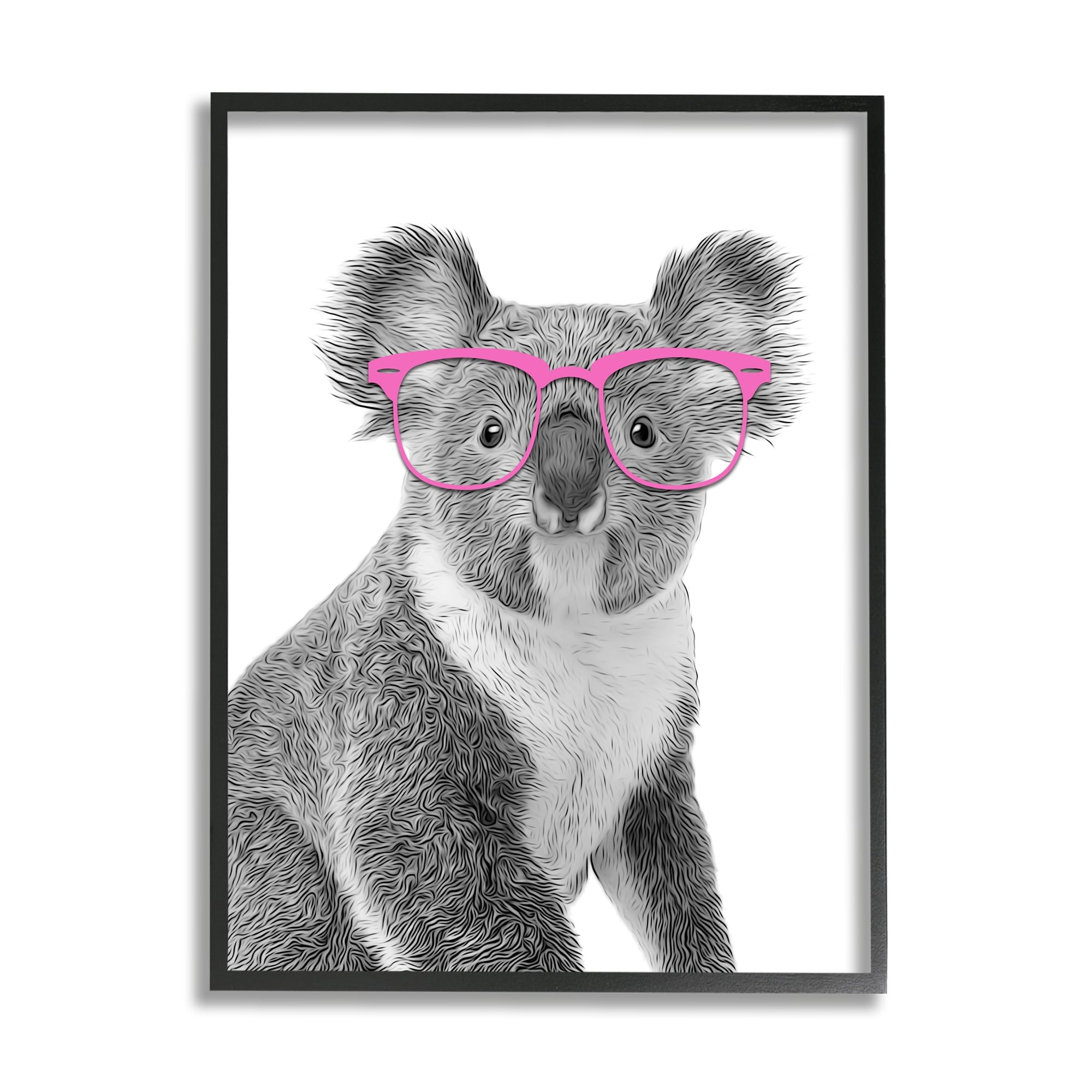 Stupell Industries Funny Koala Wildlife In Glasses Animals & Insects Painting Gray Framed Art Print Wall Art