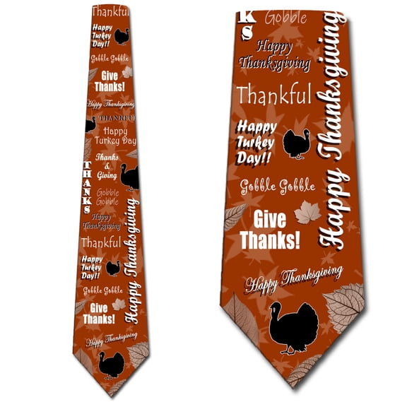 Happy Thanksgiving Fall Orange Neckties Mens Holiday Tie by Three Rooker